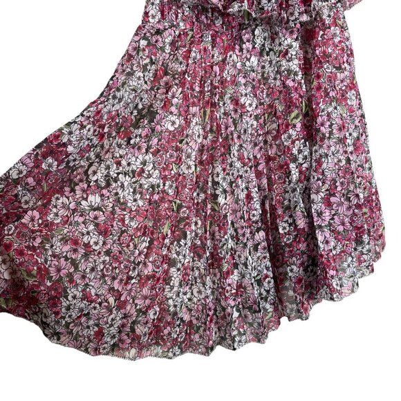 Giambattista Valli x H&M One Shoulder Ruffle Floral Chiffon Dress Pink Size 4 - Picture 5 of 12